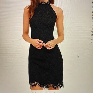 Black Lace Cocktail Dress High Neck  Size 6 New With Tags